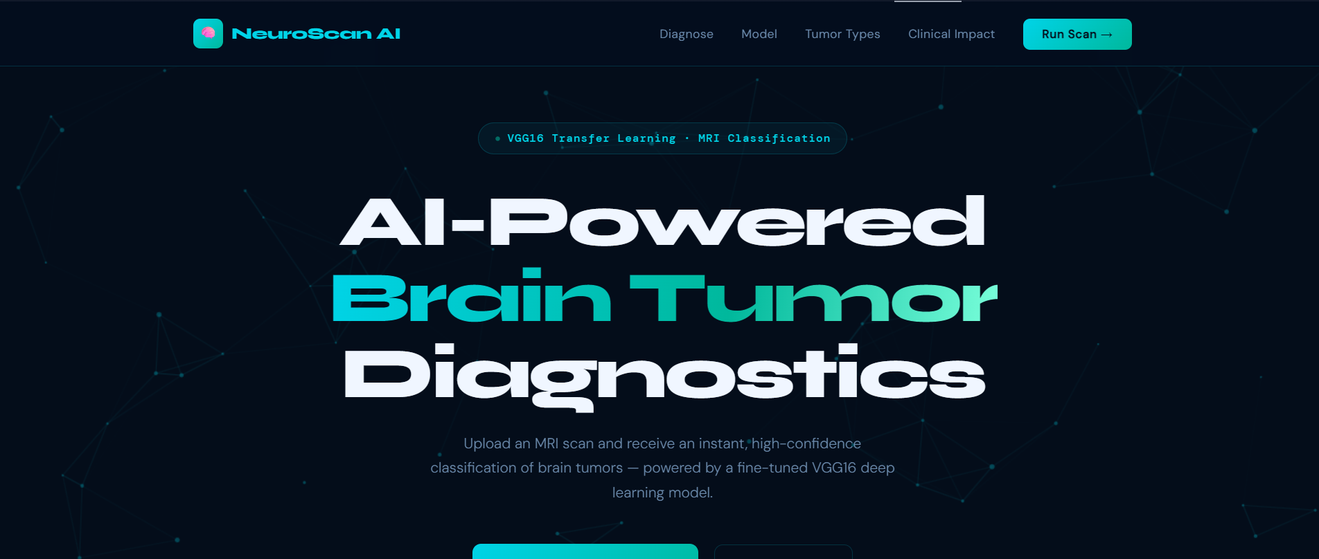 NeuroScan AI — Brain tumor MRI classification interface