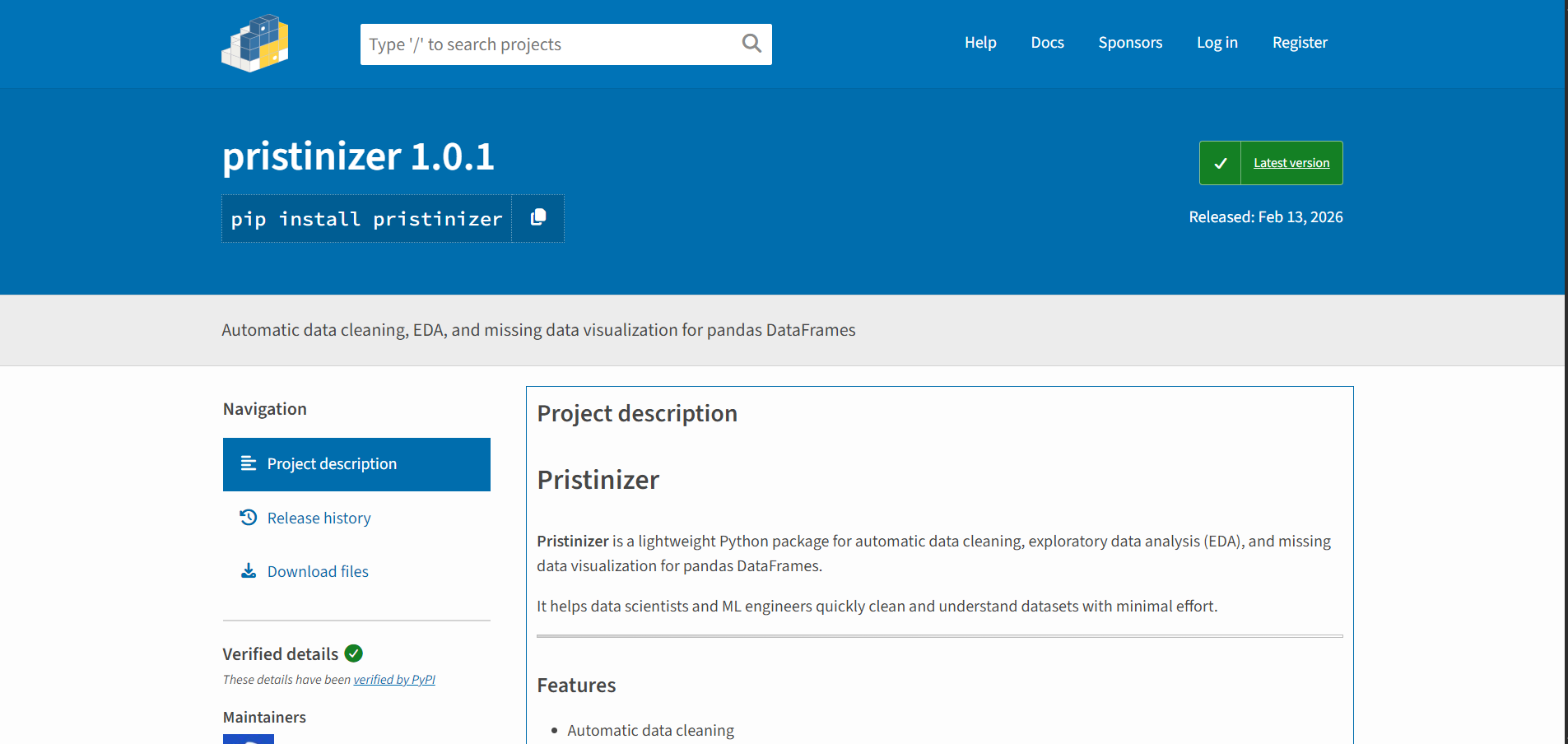 Pristinizer — Python data cleaning library